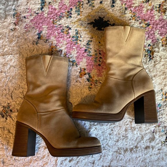 Vintage Shoes - Vintage y2k 2000s chunky platform suede boots